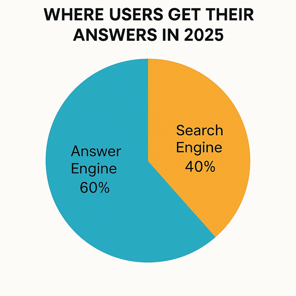 Pie chart of where users get their answers in 2025